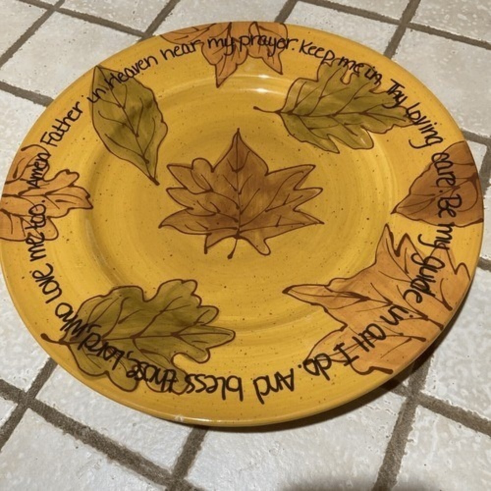 Autumn Leaves‎ Blessings Serving Plate Ceramic Pottery Fall Thanksgiving 14 Inch